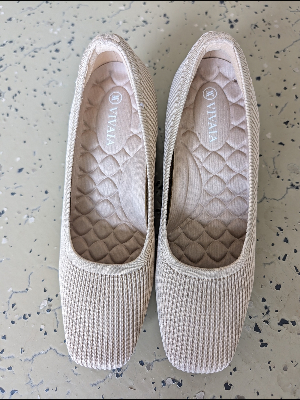VIVAIA Women’s Knit Ballet Flats in Light Beige